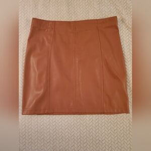 Shinestar Brown Leather Pencil Skirt